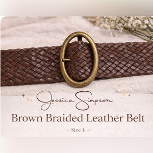 Jessica Simpson Dark Brown Braided Leather Belt with Branded Detail